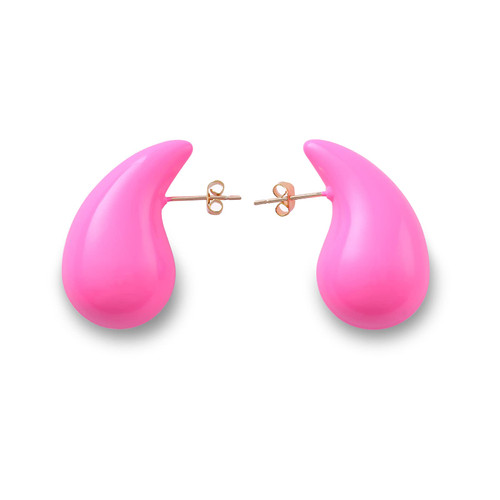 Apsvo Hot pink Earrings Chunky Gold Hoop Fuchsia Earrings for Women Lightweight Waterdrop Hypoallergenic Gold Plated Earrings Fashion Jewelry for Women Girls (Hot pink)