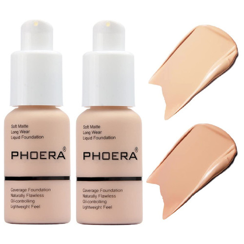 PHOERA Foundation,Flawless Soft Matte Liquid Foundation 24 HR Oil Control Concealer Foundation Makeup,Full Coverage Foundation for Women and Girls (102 Nude+103 Warm peach) PHOERA Foundation,Flawless Soft Matte Liquid Foundation 24 HR Oil Control Concealer Foundation Makeup,Full Coverage Foundation for Women and Girls (102 Nude+103 Warm peach)