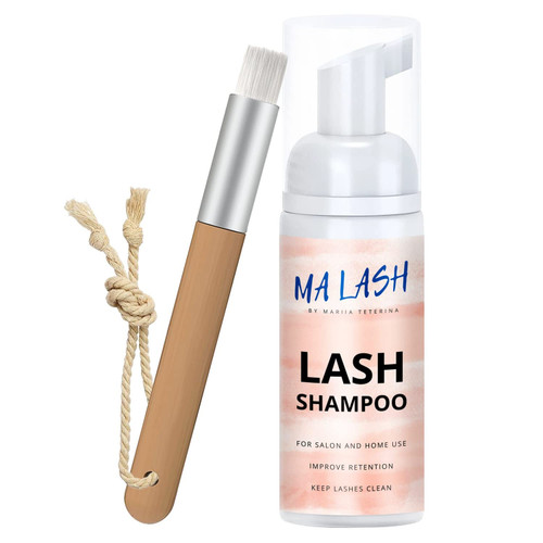 MA LASH Eyelash Extension Shampoo Brush / 1.69 fl.oz / 50ml / Eyelid Foaming Cleanser/Wash for Extensions & Natural Lashes/Safe Makeup Remover/Supplies for Professional & Home Use