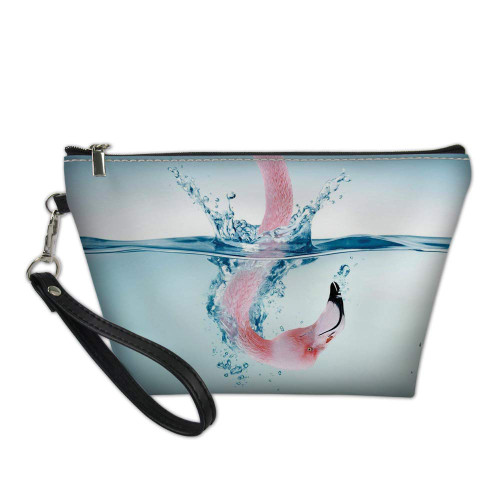 Amzbeauty Women's Flamingo Makeup Bag PU Leather Purse Toiletry Pouch Travel Cosmetic Bags with Handle Zipper Amzbeauty Women's Flamingo Makeup Bag PU Leather Purse Toiletry Pouch Travel Cosmetic Bags with Handle Zipper