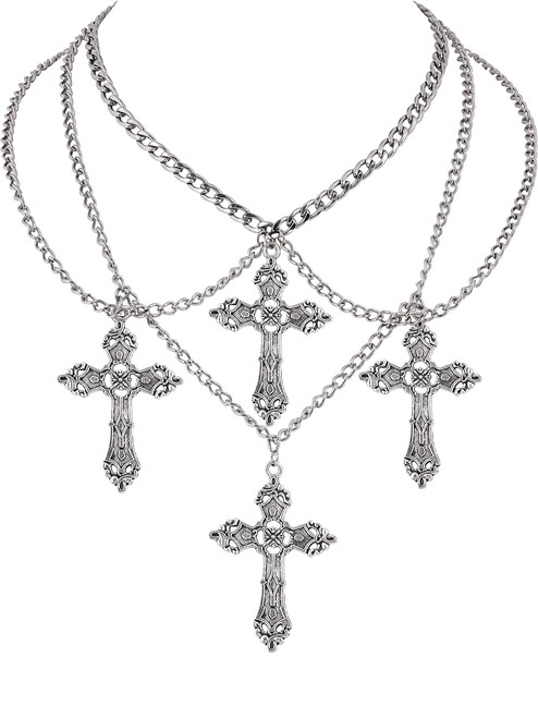 Sacina Gothic Cross Choker Necklace, Zinc Alloy Cross Pendant, Goth Halloween Christmas New Year Jewelry Gift for Women Sacina Gothic Cross Choker Necklace, Zinc Alloy Cross Pendant, Goth Halloween Christmas New Year Jewelry Gift for Women