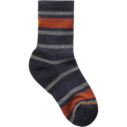 Smartwool Hike Light Cushion Striped Crew Sock - Kids' Deep Navy, L