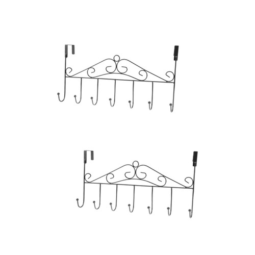 Cabilock 2pcs 7 Coat Rack Hooks Door Back Hook hat Hook Hanger Over The Door Hanger Wall Mount Clothes Rack Over Door Towel bar Cloth Hanging Holder Coat Hanger Key Hook Wrought Iron gate