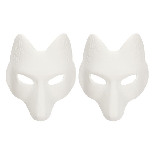 Masquerade Fox Masks 2Pcs Halloween Fox Mask Therian Mask DIY Paper Blank Mask Animal Unpainted Craft Mask for Cosplay Masquerade Parties Costume Accessory, White