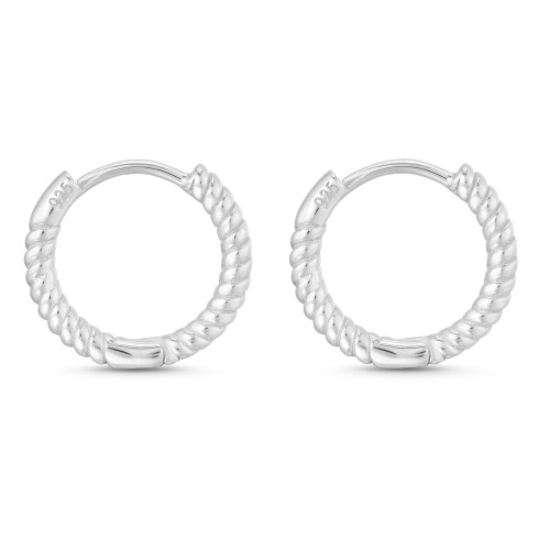 AeraVida Small Rope Twisted .925 Sterling Silver Hoop Earrings | Classic Sterling Silver Huggies Earrings | Vintage Earrings for Women | Small Bali Hoop Earrings Set