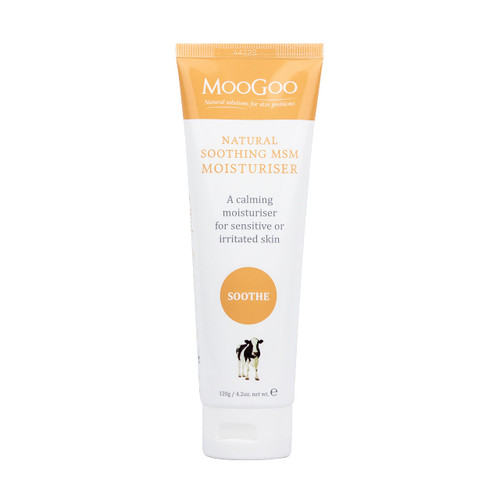 MooGoo - Soothing MSM Moisturizer - A natural, lightweight lotion for sensitive, irritated, red, itchy skin - A calming, gentle cream for face and body, men and women, all ages and skin types - 120g