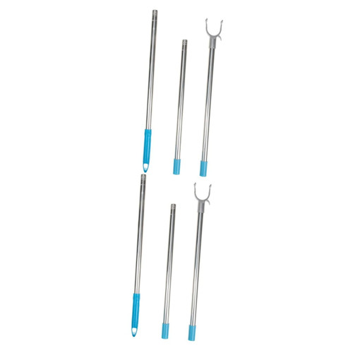 Cabilock 2pcs stitching clothes rail splicing clothesline pole reach garment sticks skylight shade clothesline outdoor clothes reaching rod clothes pole laundry rod lengthen Stainless steel