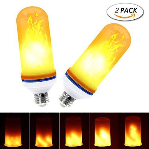 Unime 2 PCS LED Flame Effect Light Bulb, LED Flickering Flame Light Bulbs, Simulated Flame Decorative Light Atmosphere Lighting Vintage Flaming Light Bulb for Bar/Festival Decoration