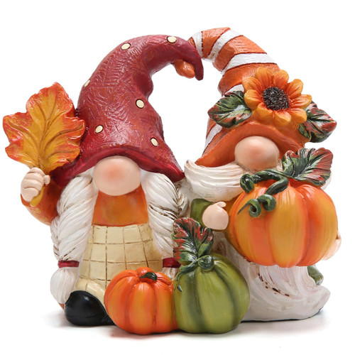 Hodao Fall Thanksgiving Pumpkin Gnomes Decorations Handmade Swedish Tomte Gnomes Elf for Fall Decor Gift - Fall Thanksgiving Party Home Couple Gnomes Decor - Thanksgiving Autumn Gift