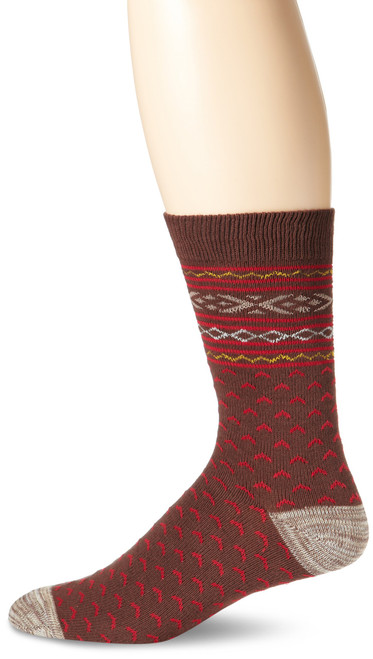 K. Bell Socks Men's Nordic Faire Isle Crew, Mustang, Sock Size: 10-13/Shoe Size:9-11