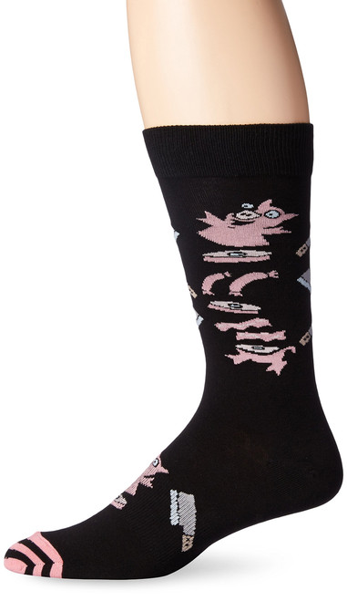 K. Bell Socks Men's Hog Heaven Crew Sock, Black, 10-13/Shoe Size 6-12