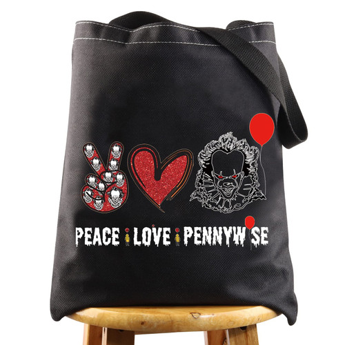 LEVLO Clowns Pennywise Cosmetic Make Up Bag Pennywise Lover Gift Peace Love Pennywise Makeup Zipper Pouch Bag Horror Movie Gift (Peace Pennywise BT)
