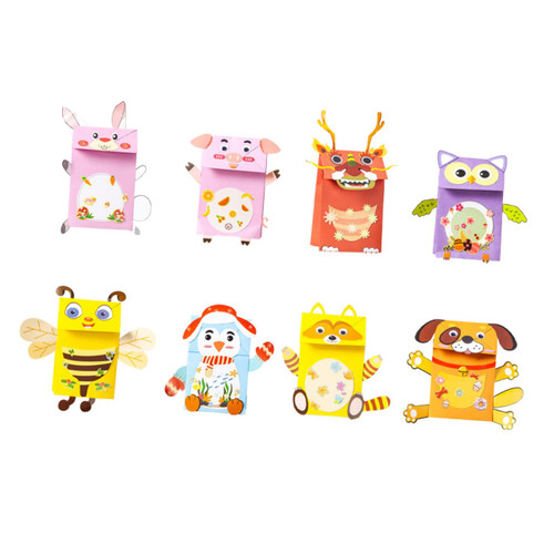 ibasenice 8pcs Paper Animal Puppet Toy Storytelling Puppet DIY School Educational Toys for Kids Story Time Finger Toy Storytelling Finger Glove Paper Finger Puppet Suite Puzzle Preschool