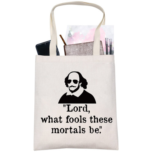 LEVLO Funny Shakespeare Cosmetic Make Up Bag Shakespeare Fans Gift Lord What Fools These Mortals Be Makeup Zipper Pouch Bag (What Fools Tote)