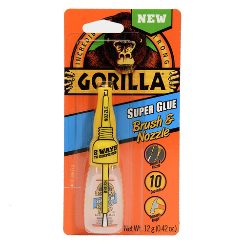 Gorilla Super Glue Brush & Nozzle, 12 g, Clear