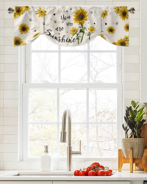 Tie Up Valance Curtain for Kitchen,Autumn Sunflower Bumblebee Vintage Linen Rod Pocket Short Curtains Adjustable Tie-Up Shade Valances,Pastoral Floral Love Window Treatment for Bathroom 54x18in Tie Up Valance Curtain for Kitchen,Autumn Sunflower Bumblebee Vintage Linen Rod Pocket Short Curtains Adjustable Tie-Up Shade Valances,Pastoral Floral Love Window Treatment for Bathroom 54x18in