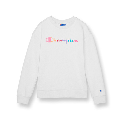 Champion Little, Crew Girls, Lightweight Pullover Sweatshirt, Graphics, White