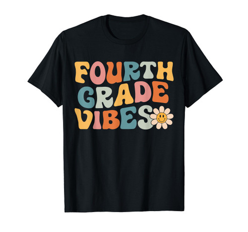 Fourth Grade Vibes - 4th Grade Team Retro 1st Day of School T-Shirt