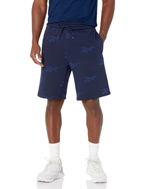 Reebok Men's Standard Identity Graphic Shorts, Vector Navy/Blue Logo Repeat Print, XX-Large
