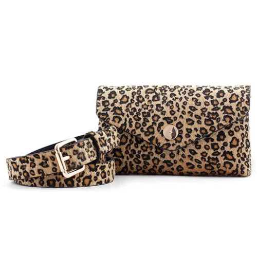 Galsawi Removable Leopard Print Belt Faux Leather Belt Fanny Pack Snakeskin Envelope Waist Bag Purse Waist Pouch Belt Cellphone Bag