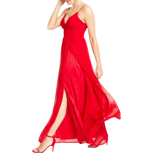 City Studio Womens Juniors Chiffon A-Line Formal Dress Red 1