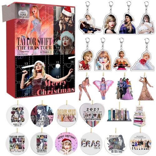 2023 ?????? Christmas Advent Calendar,Countdown Calendar for Kids Adult,24 Piece Christmas Acrylic Ornaments with Keychain,Surprise Christmas Gift To ?????? Fans (????? A)