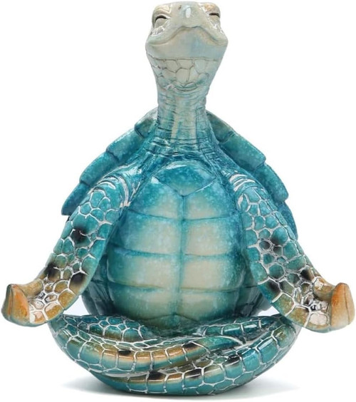 Sea Turtle Meditation Yoga Figurines Decor, Sea Turtle Coastal Beach Decorations,Garden Turtle Crafts,Zen Yoga Sea Turtle Yoga Figurines for Home Office Decorations (B,6.5" H,Put The Palms Separate)