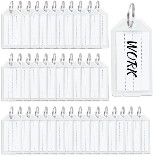 120 pcs White Plastic Key Tags Key Ring Labels Key Identifiers ID Tags Key Chain Tags for Luggage (White)