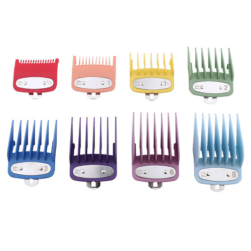 Professional Hair Clipper Guards 8-Colorful Cutting Guide Combs with Metal Clip Hair Clipper/Trimmer Guards Attachment Replacement Hair Cutting Guides Combs Set Fits for Most Wide Clippers