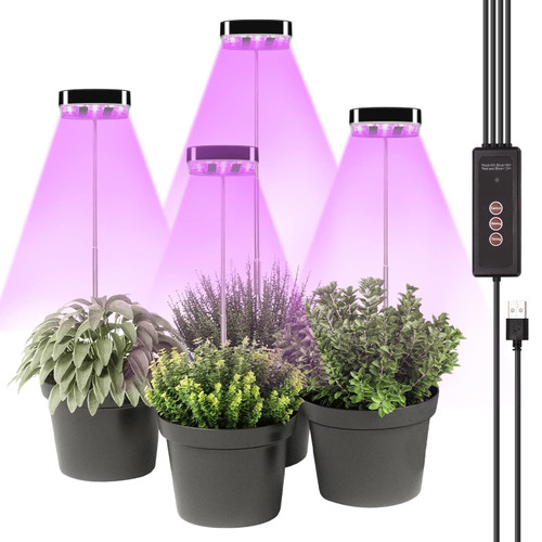 KBCSUN Plant Grow Lights for Indoor Plants, Four Head LED Grow Light with Full Spectrum, 3/6/12H Timer 5 Dimmable Levels 3 Switch Modes, Plant Growing Lamps for Succulent KBCSUN Plant Grow Lights for Indoor Plants, Four Head LED Grow Light with Full Spectrum, 3/6/12H Timer 5 Dimmable Levels 3 Switch Modes, Plant Growing Lamps for Succulent