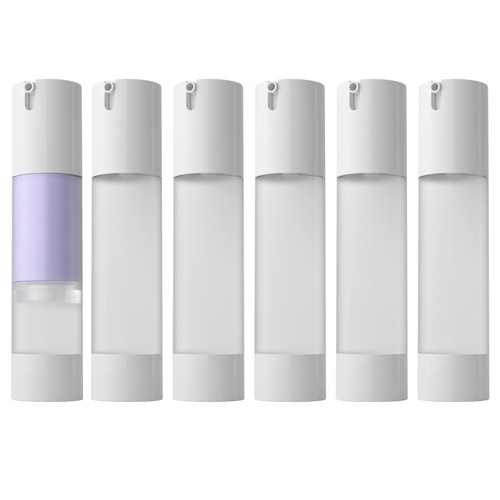 LONGWAY 1.7 Oz (50ML) Empty Refillable Airless Pump Bottle,Travel Foundation Containers,Airless Cosmetic Pump Bottle for Hand Sanitizer, Toner,Gel,Hair Oil, Lotion and Face Cream (Pack of 6, Frosted)