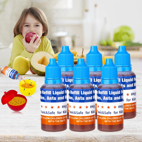 Fruit Fly Trap Refill Liquid Only,2023 New Indoor Fruit Fly Trap for Home Kitchen,Ready-to-Use Fruit Fly Traps for Indoors and Fruit Fly Trap Bait Refill(6 Pack)