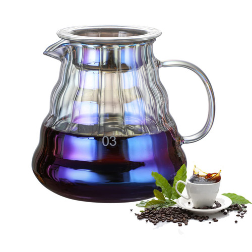 Glass Coffee Carafe, 700ml Pour Over Glass Coffee Server Coffee Pot Maker Colorful Clear Pour Over Carafe 16oz Capacity (700ml / 23oz)