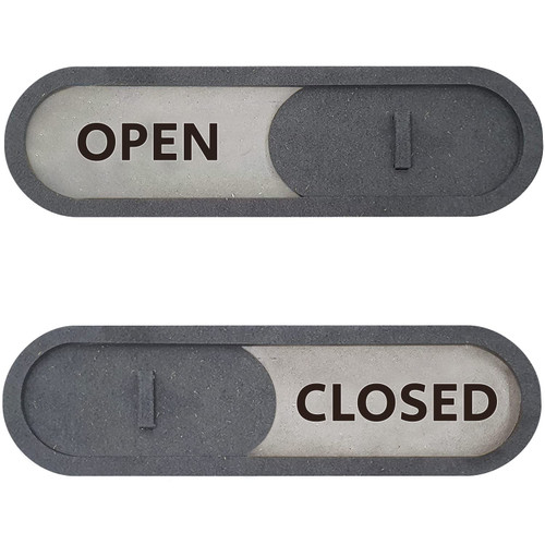 GEEKBEAR Open Closed Slider Sign (Gray) - Privacy Slide Door Indicator with Clear Bold Text - Open Closed Sign for Business Storefront Window, Office, Store, Private Studio and Clinics