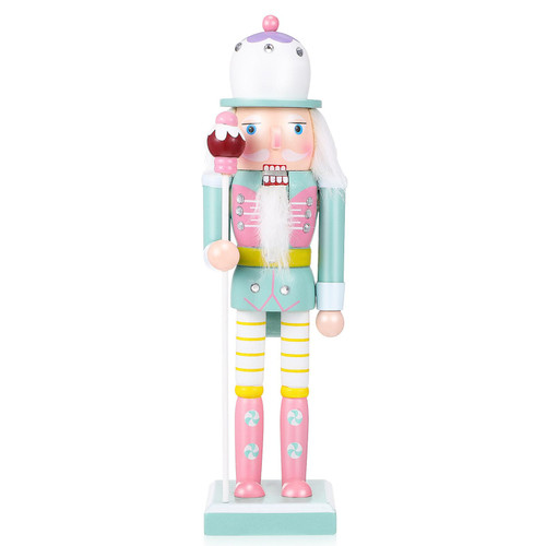 VALICLUD Christmas Nutcrackers Figures Pink Nutcracker Ornament Green Pink Nutcracker Pastel Christmas Decorations 25cm/10inch