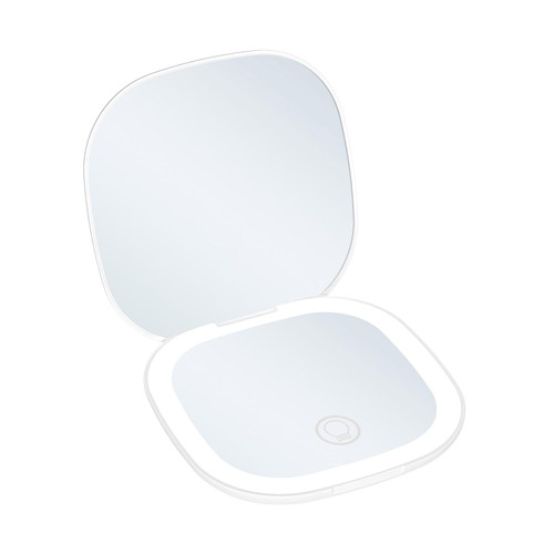 LED Travel Makeup Mirror, 3.5inch Lighted Compact Mirror, Rechargeable 1x/10x Compact Magnifying Mirror, Dimmable Pocket Mirror,Handheld Double Mirror with Light, Portable for Handbag,Purse,Gift,Cyan.