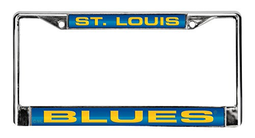 Rico Industries NHL St. Louis Blues Laser Cut Inlaid Standard Chrome License Plate Frame Rico Industries NHL St. Louis Blues Laser Cut Inlaid Standard Chrome License Plate Frame