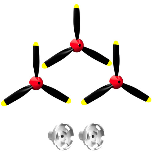 LEAMBE 3 Sets of 3-Blade Propeller Spare RC Plane Propellers Compatible with P51 Mustang & P40 Warhawk Remote Control Airplane Nose Cone