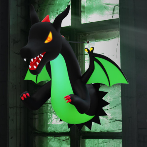 3.5 FT Halloween Inflatable Dragon Broke Out from Window Decorations with LED Lights Halloween Blow Up Scream for Outdoor Yard Garden Lawn Decorations