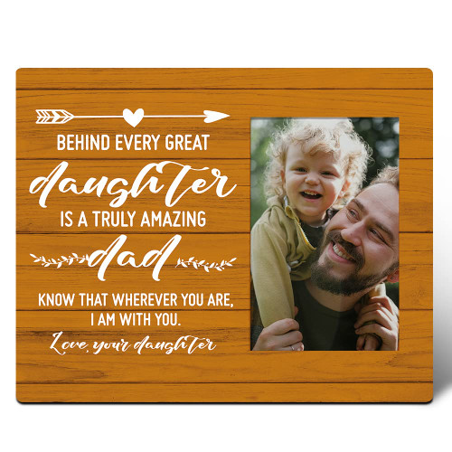 Muktoujaumai Dad Picture Frame Gifts, Dad Gifts from Daughter, Dad Gifts for Birthday, Fathers Day Christmas Gifts for Dad, Father Gifts, Behind Every Great Daughter Is A Truly Amazing Dad