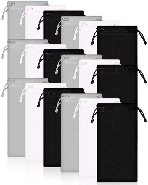 Flutesan 40 Pack Microfiber Case Pouch Bag Glasses Sunglasses Case with 2 Pieces Cleaning Cloth (Black, White and Grey)