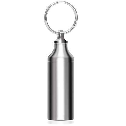 Autuveen Keychain Pill Holder Small Pill Box,Titanium Single Pill Container Pocket Pill Case for Men Women,EDC Metal Bottle for Outdoor Travel