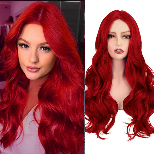 Sabosi Red Wig for Women Long Wavy Curly Middle Part Wig Natural Looking Synthetic Heat Resistant Fiber Wig for Daily Party Use 26 Inch Sabosi Red Wig for Women Long Wavy Curly Middle Part Wig Natural Looking Synthetic Heat Resistant Fiber Wig for Daily Party Use 26 Inch
