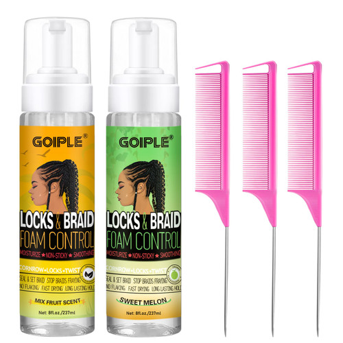 Braid Foam Control Mousse Braiding Mousse for Braids Twist, Locs, Braid Mousse No Flake, High Shine Style and Moisturizes, Hair Mousse for Braids, Lightweight Easy to Apply 8 fl oz (2pcs)