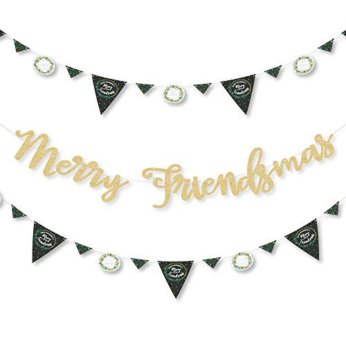 Big Dot of Happiness Rustic Merry Friendsmas - Friends Christmas Party Letter Banner Decoration - 36 Banner Cutouts and Merry Friendsmas Banner Letters