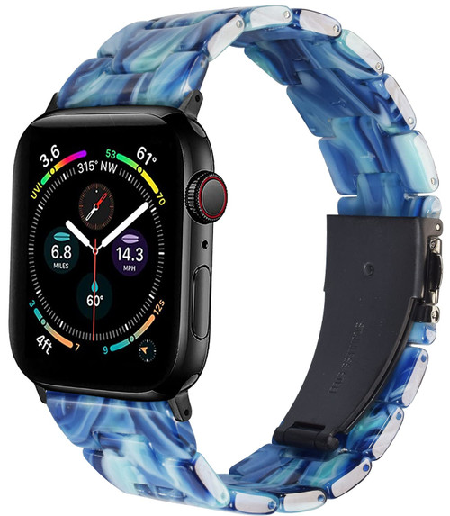 Drevoon Resin Bands Compatible with Apple Watch Band 49mm 45mm 44mm 42mm 41mm 40mm 38mm, Stylish Lightweight Wristband Bracelet for iWatch Ultra Series 8 7 6 5 4 3 2 1 SE Women Men (38MM/40MM/41MM, silk blue)
