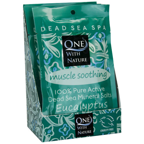 100% Pure Dead Sea Mineral Bath Salt Eucalyptus 6 Pack 2.5 oz Single Use Packets with Magnesium, Sulfur and 21 Essential Minerals. All Skin Types, Problem Skin. Natural, Therapeutic.
