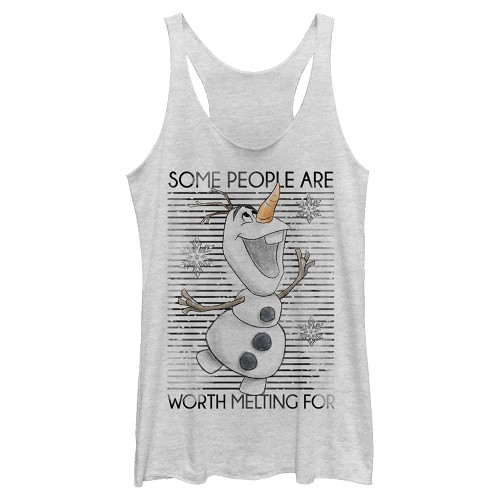 Disney Junior's Frozen Worth The Melt Tri-Blend Racerback Layering Tank, White Heather, Medium