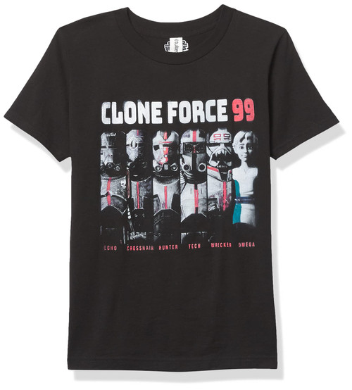 Star Wars Bad Batch Clone Force Group Boy's Premium Solid Crew Tee, Black, X-Small