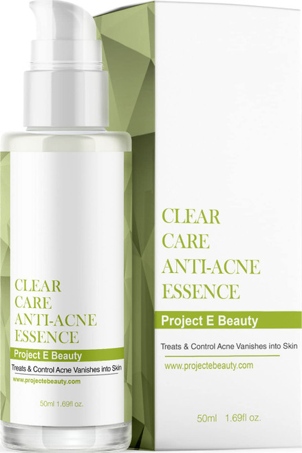 Clear Care Treatment Essence by Project E Beauty | Anti-Blemish Skincare | Pimple & Spot Gel Treatment | Unclog & Shrink Enlarged Pores | Calms & Soothes | Gel Treatment 50ml